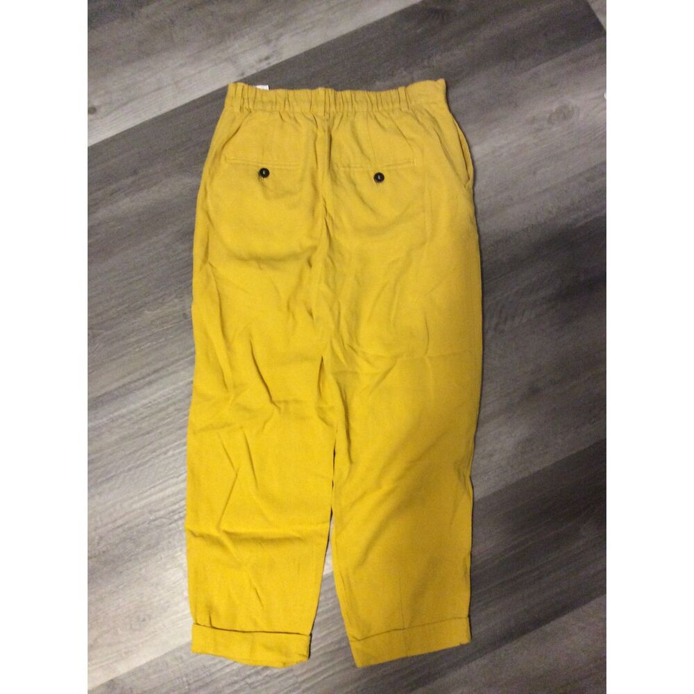 Golden Yellow Lyocell Pants XS Zara Cuffed Womens - Picture 4 of 5